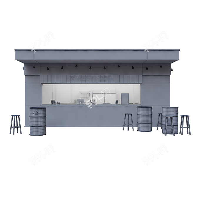 Urban Eats: Compact Street Food Kiosk 3D model image 5