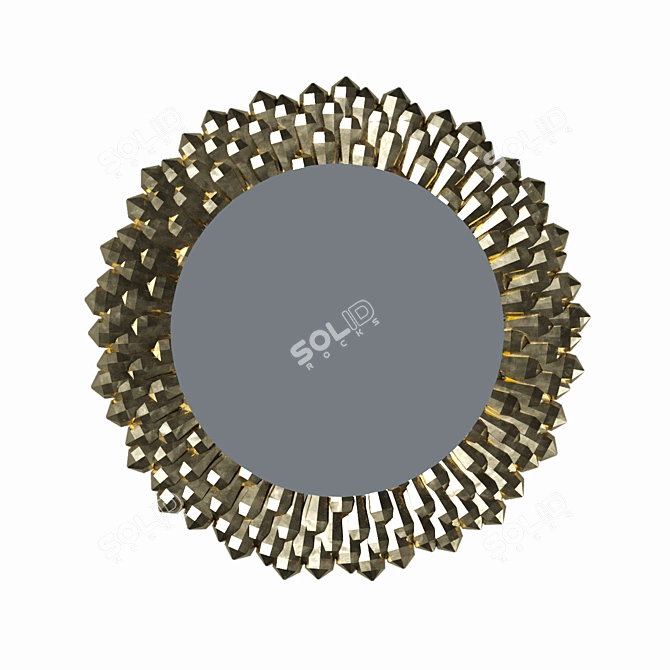 Sleek Metal Round Mirror 3D model image 1