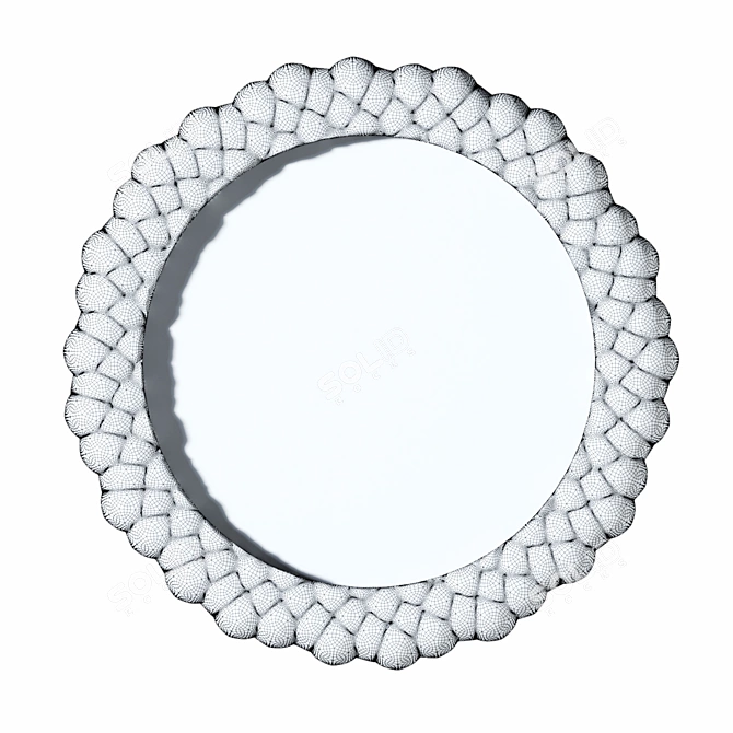 Elegant Metal Round Mirror 3D model image 2