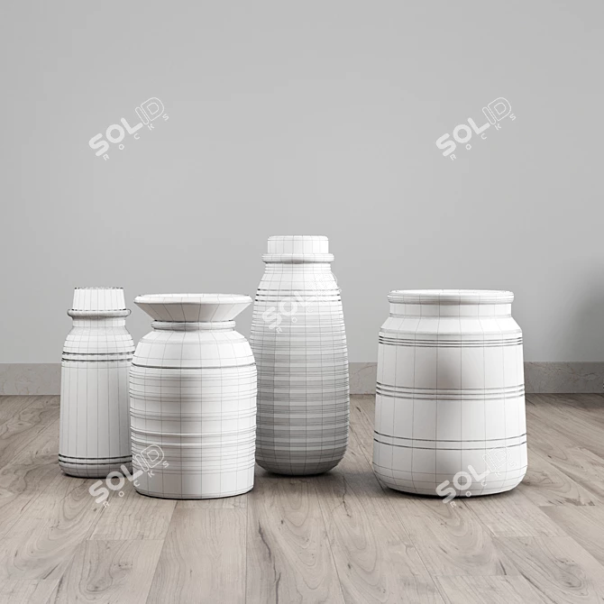 Traditional Indian Wood Vase 3D model image 4