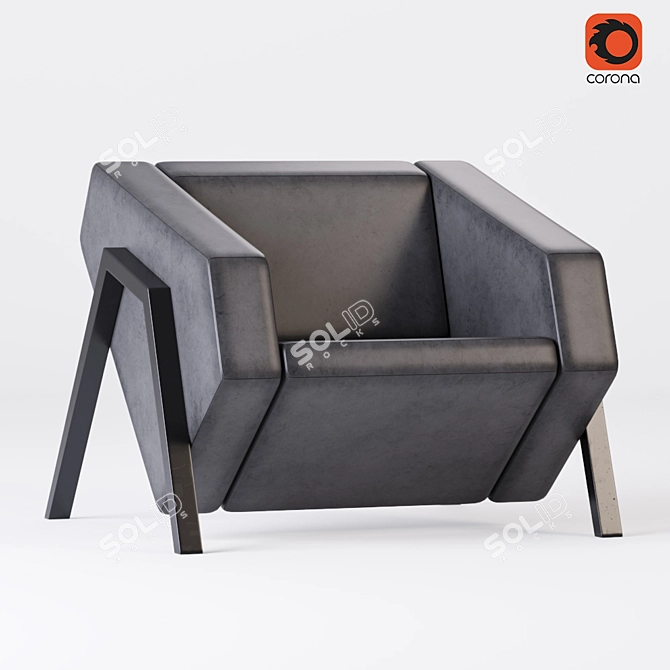 Sleek Minimalist Armchair 3D model image 1