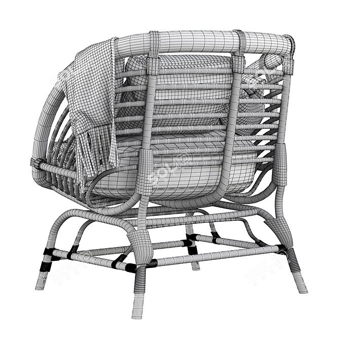 Stylish IKEA BUSKBO Rattan Armchair 3D model image 7