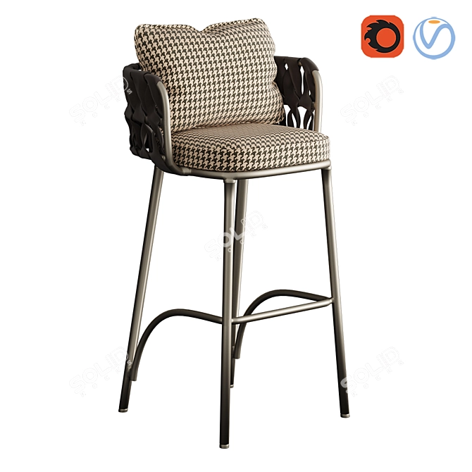 Elegant Aura Bar Stool 3D model image 1