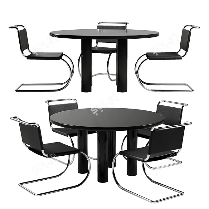 Knoll Dining Set (Mr Chair + Smalto Table) - мебельный комплект 

Modern Dining Excellence 3D model image 1