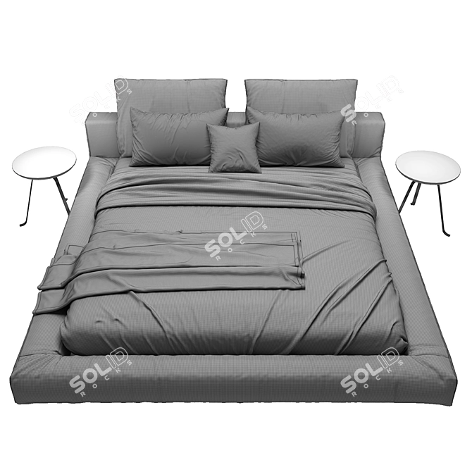 Bonaldo Matrimonial Bed: Sleek and Spacious 3D model image 5
