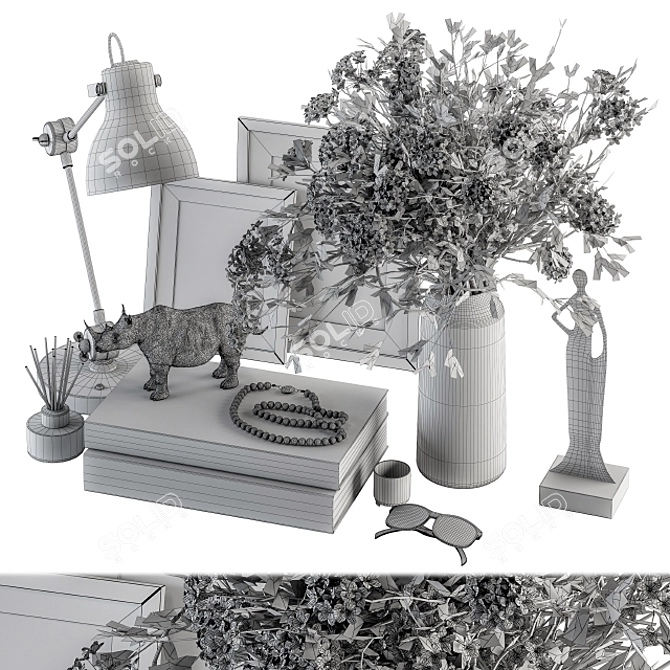 Elegant Bouquet Decor Set 3D model image 4