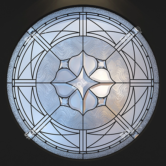 Circular Stained Glass Panel 3D model image 1