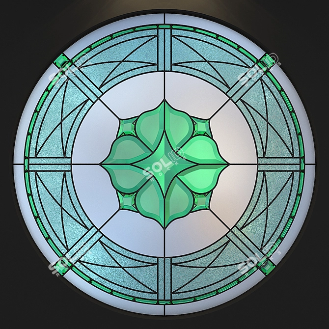 Circular Stained Glass Panel 3D model image 2