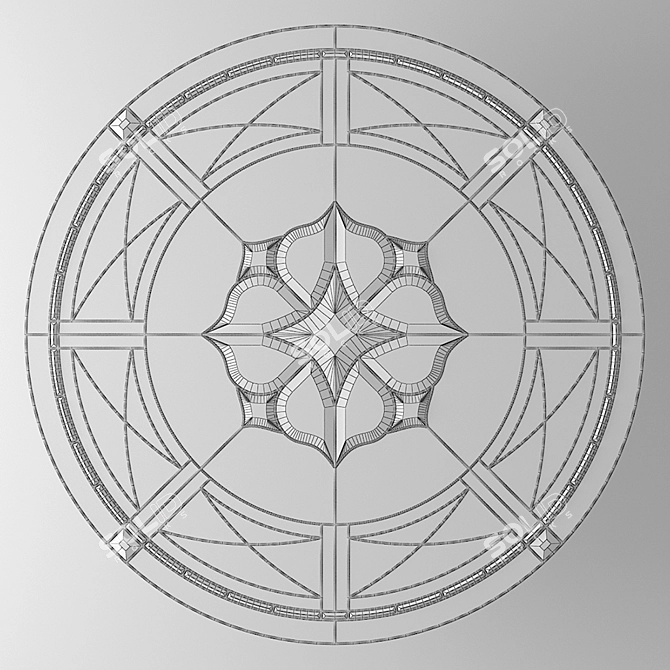 Circular Stained Glass Panel 3D model image 3