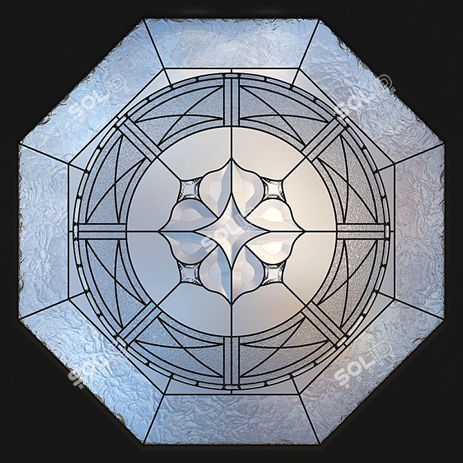 Elegant Hexagon Stained Glass 3D model image 1