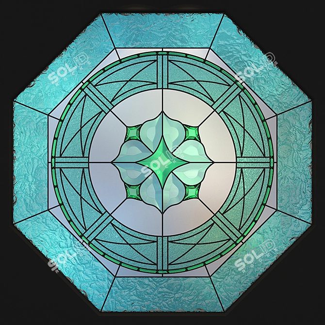 Elegant Hexagon Stained Glass 3D model image 2