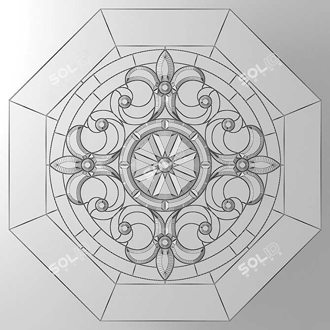 Hexagonal Stained Glass - 1500x1500 mm 3D model image 3