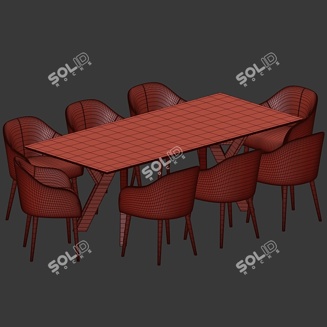 Elegant 5-Piece Dining Set 3D model image 4