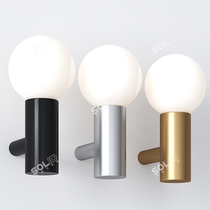 Mist Glass & Steel Wall Lamp 3D model image 1