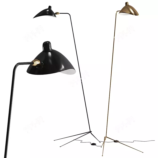 Serge Mouille LD Metal Floor Lamp 3D model image 1