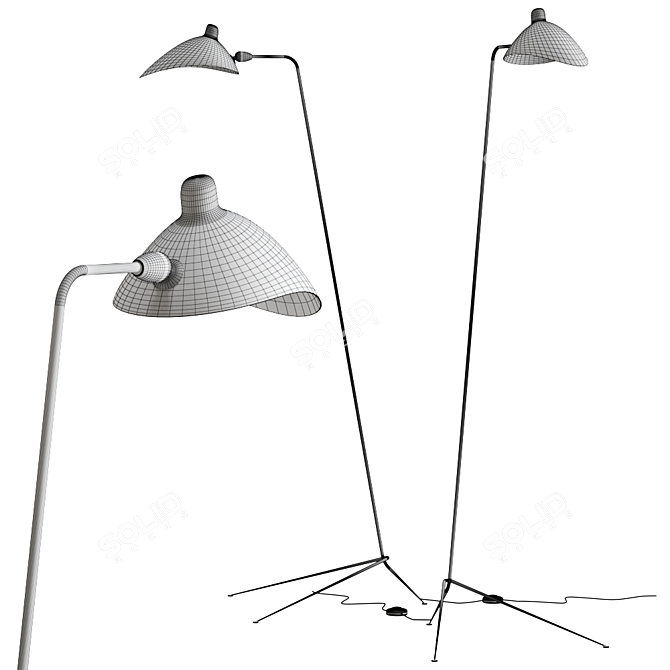 Serge Mouille LD Metal Floor Lamp 3D model image 2