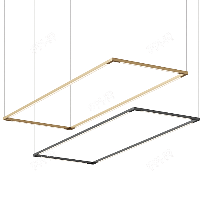 Golden Glow Pendant Light: Z-Bar Rectangle 3D model image 1