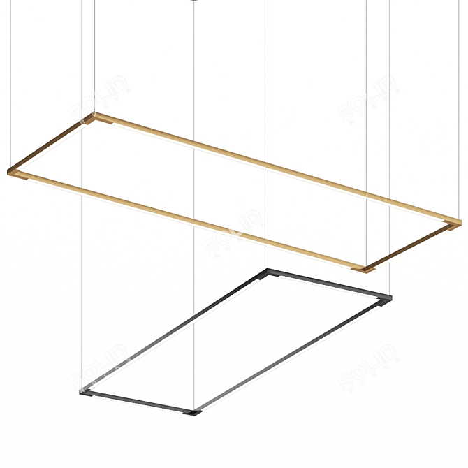 Golden Glow Pendant Light: Z-Bar Rectangle 3D model image 2