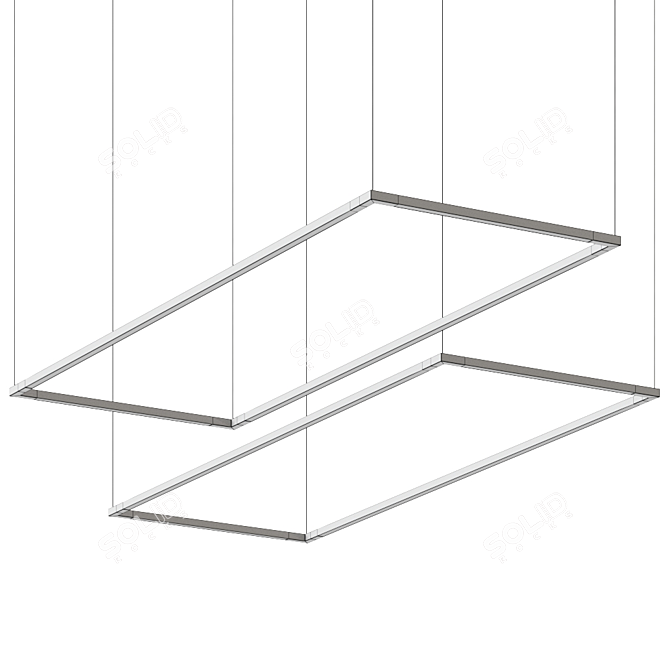 Golden Glow Pendant Light: Z-Bar Rectangle 3D model image 3