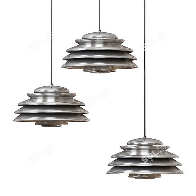 Sleek Aluminum Pendant Lamp 3D model image 1