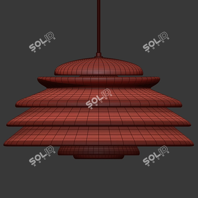 Sleek Aluminum Pendant Lamp 3D model image 2