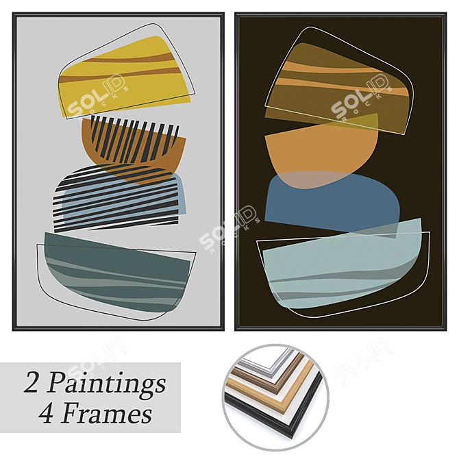 Elegant Framed Wall Art Set 3D model image 1