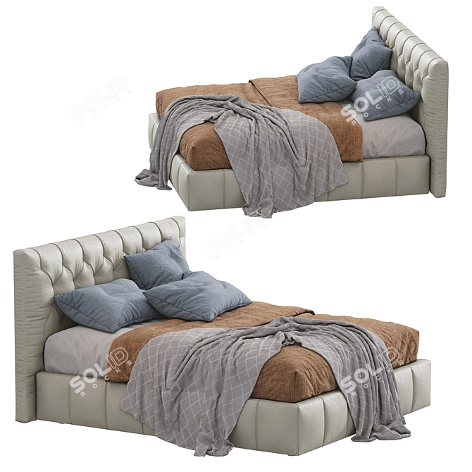 Hamilton Leather Bed - Elegant & Stylish Sleeping Solution 3D model image 7