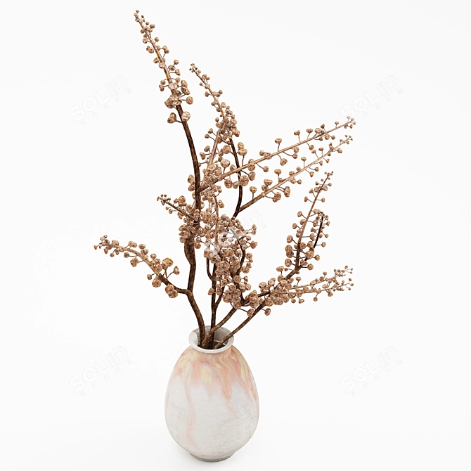 Natural Dried Berry Branch 3D model image 3