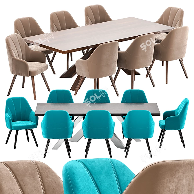 Modern Casual Dining Set: Chair & Table 3D model image 1