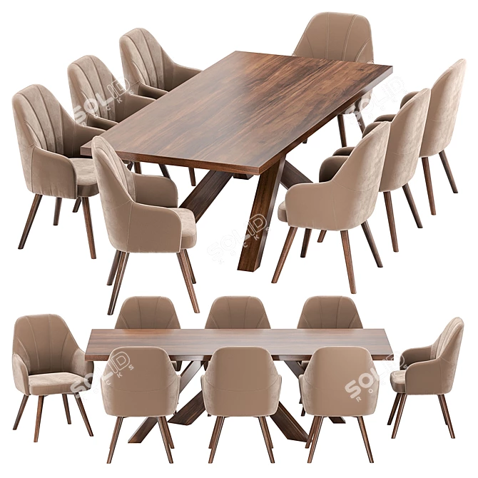 Modern Casual Dining Set: Chair & Table 3D model image 2