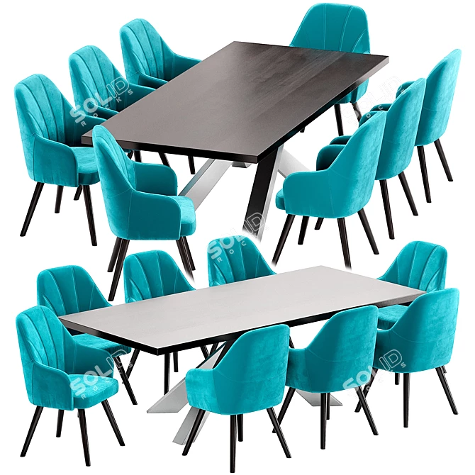 Modern Casual Dining Set: Chair & Table 3D model image 3