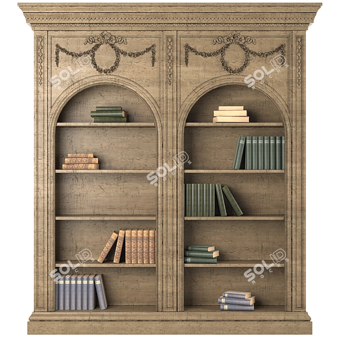 Elegant Vintage Bookshelf 3D model image 2