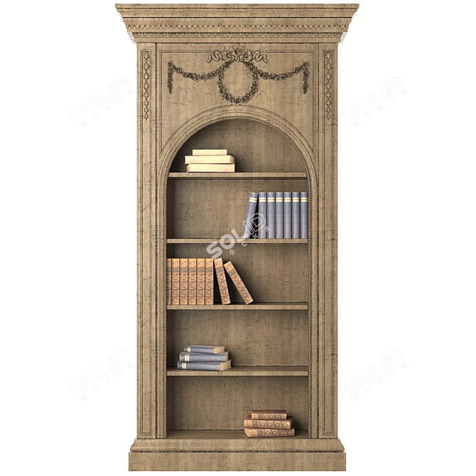 Elegant Vintage Bookshelf 3D model image 3