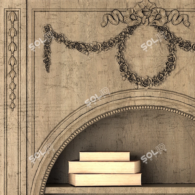 Elegant Vintage Bookshelf 3D model image 4