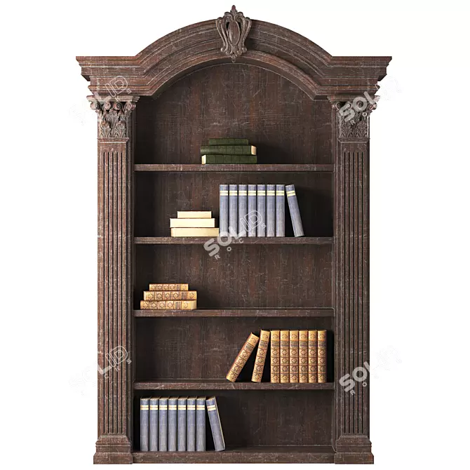 Elegant Vintage Bookshelf 3D model image 1