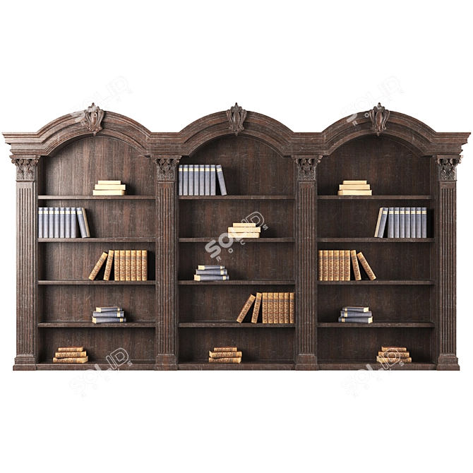 Elegant Vintage Bookshelf 3D model image 3