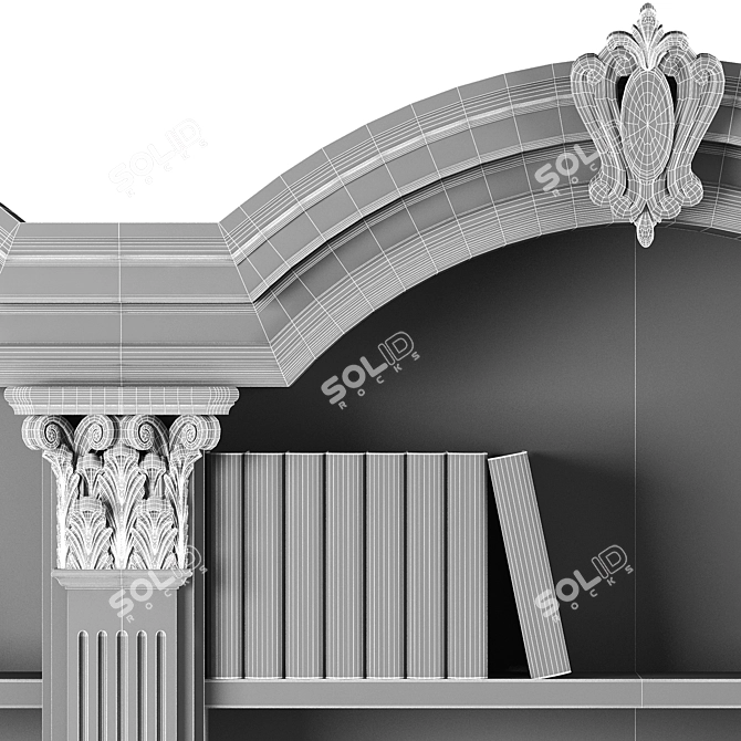 Elegant Vintage Bookshelf 3D model image 5