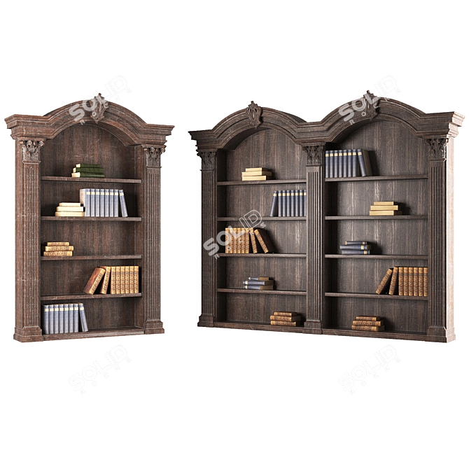 Elegant Vintage Bookshelf 3D model image 6