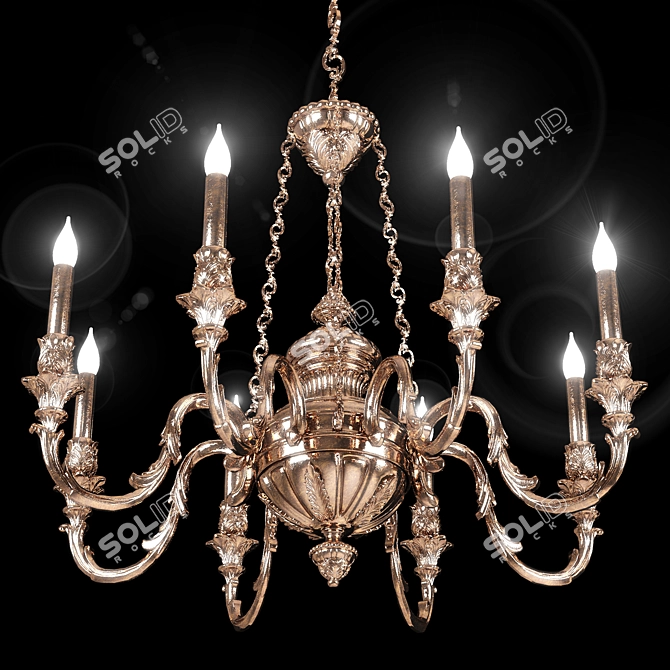 Elegant Brass Chandelier 3D model image 4