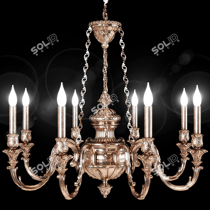 Elegant Brass Chandelier 3D model image 5