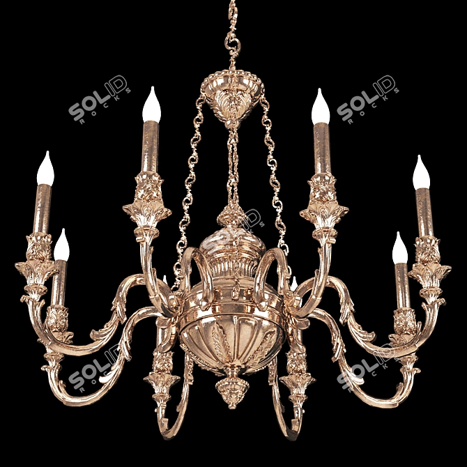 Elegant Brass Chandelier 3D model image 8