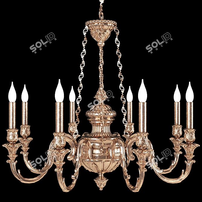 Elegant Brass Chandelier 3D model image 9