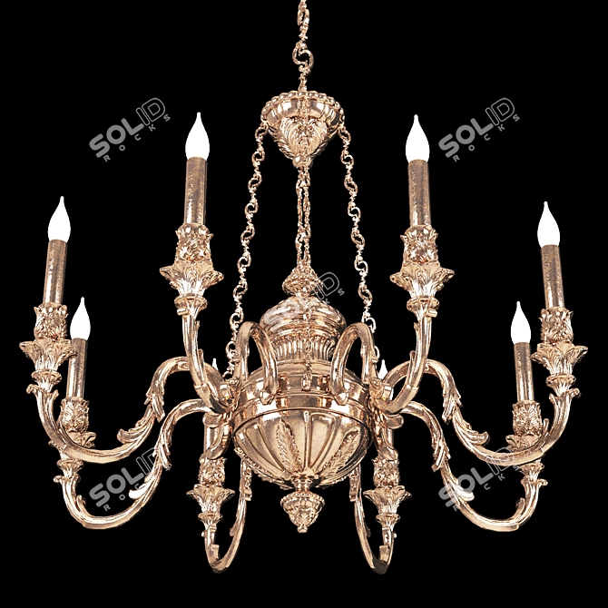 Elegant Brass Chandelier 3D model image 12