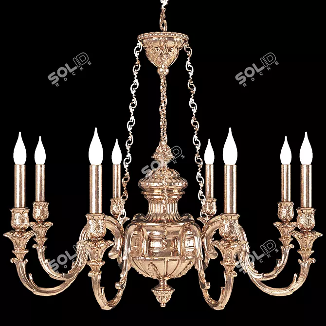 Elegant Brass Chandelier 3D model image 1