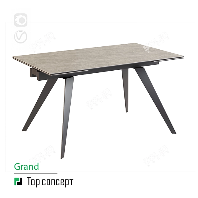 Grant Folding Table (160+80) - Metal Frame, Spanish Ceramic Top 3D model image 1