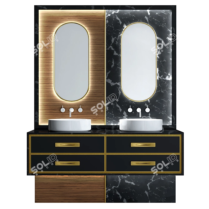 Modern Bathroom Furniture Set 3D model image 1