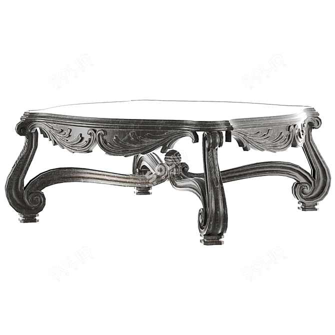 Elegant Rococo Coffee Table 3D model image 1