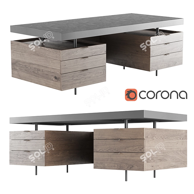 Modern Chic Baxter Desk 3D model image 1