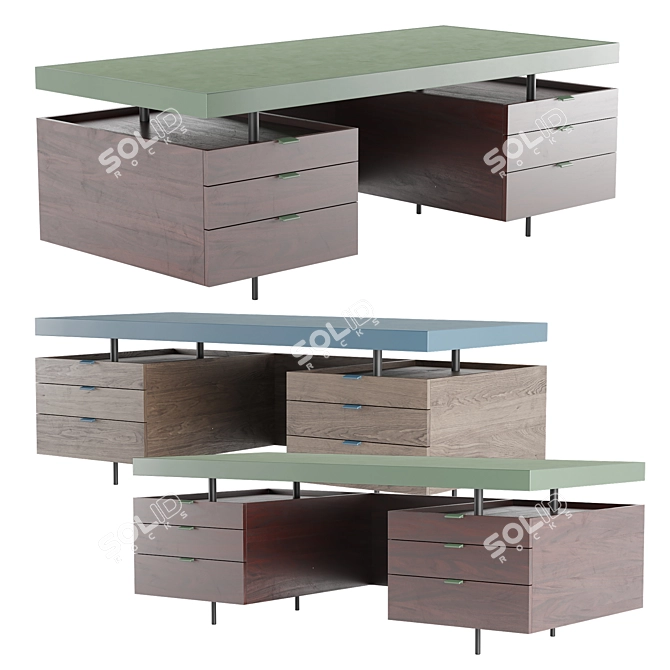 Modern Chic Baxter Desk 3D model image 2