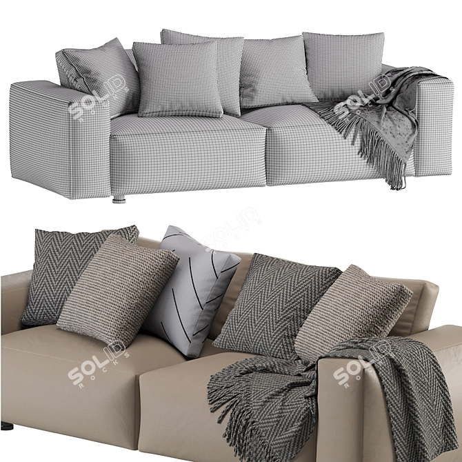 Modern Cross Leather Sofa 3D model image 7